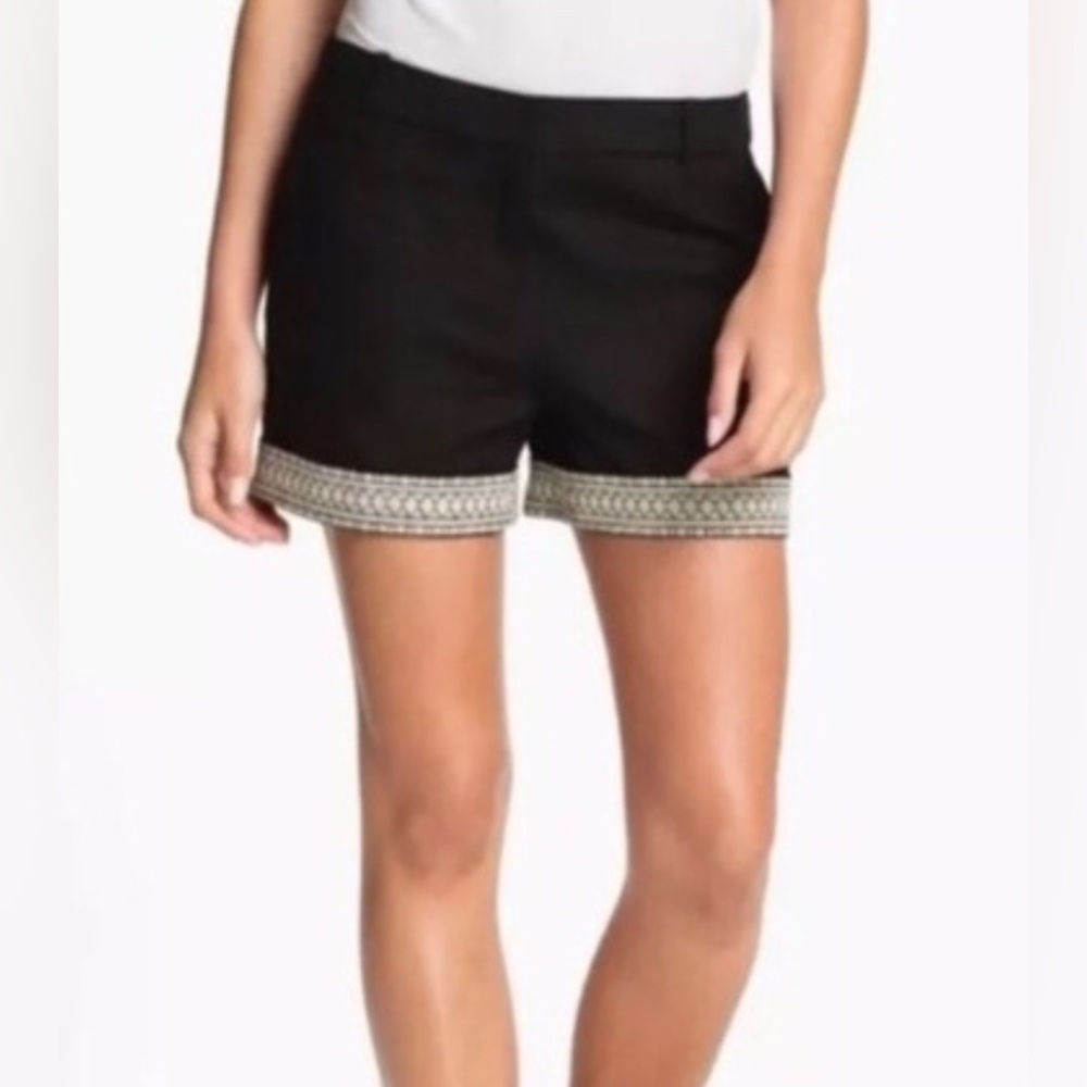 Kate Spade New York Black Linen Embellished Dress Shorts Womens Size 6
